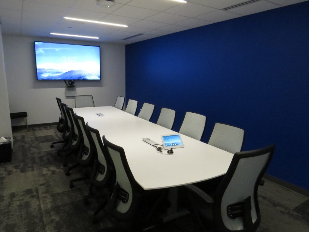 Conference table in the 12-person conference room